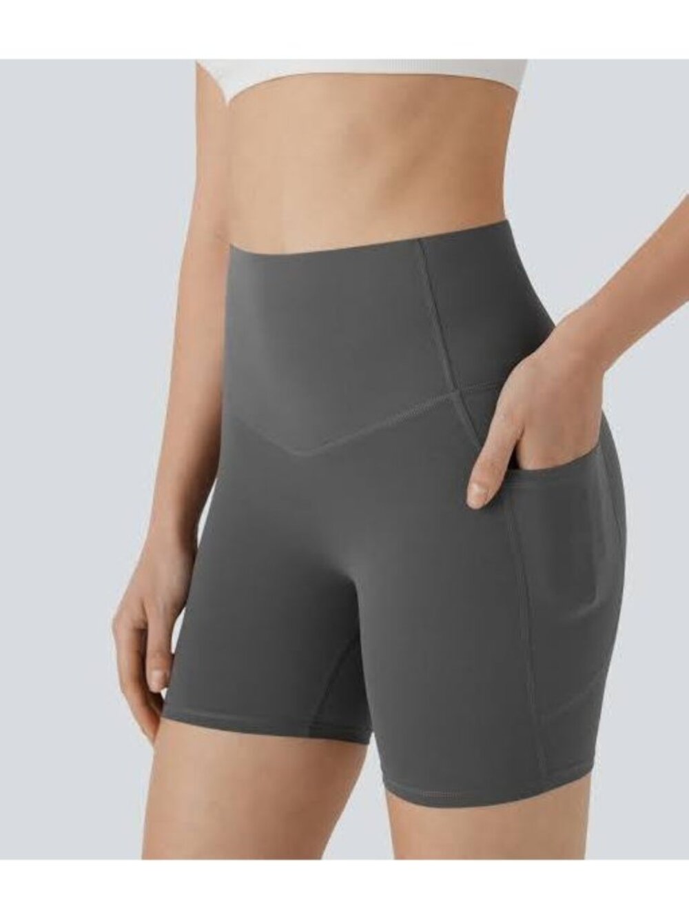 Halara XS Biker High-Waist Shorts With Pockets -scrunch butt lift XS - Gray - N